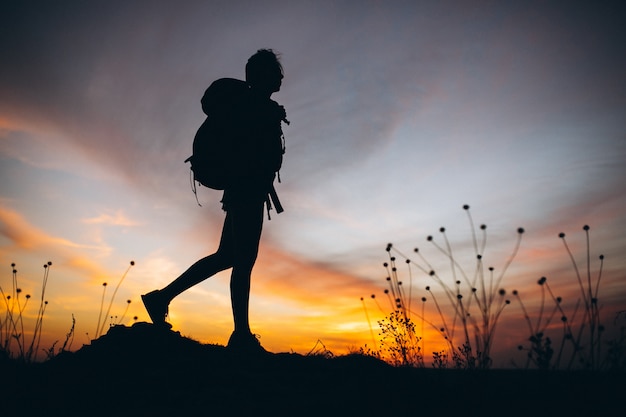 Woman hiking in the mountains