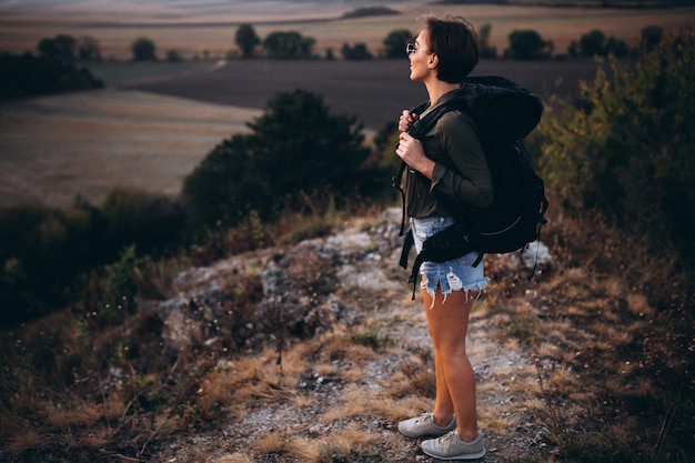 Woman hiking in the mountains