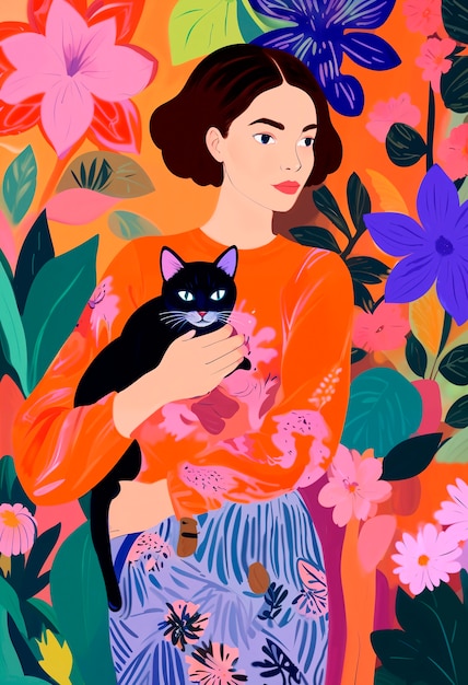 Free Photo woman holding  cat wallpaper