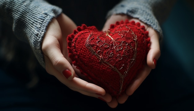 Woman holding heart shaped object