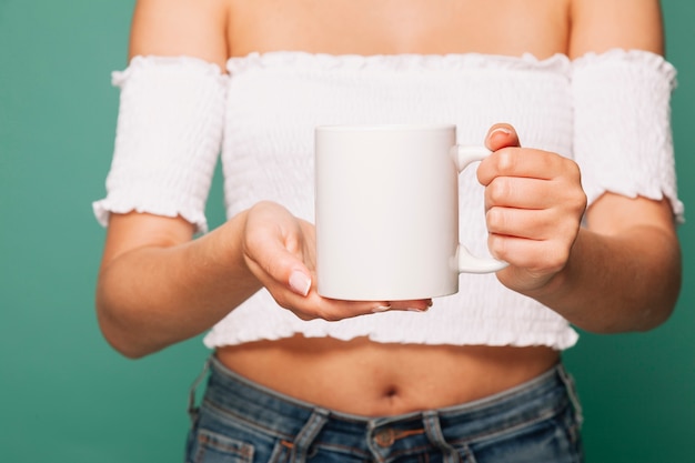 Woman holding a mug