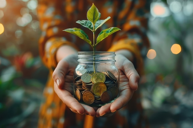 Free photo woman interacting with money