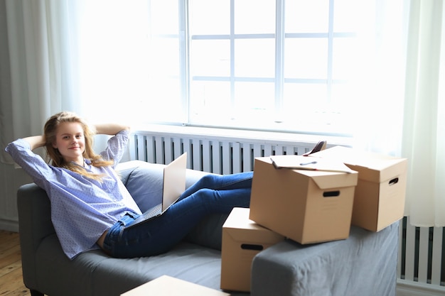 woman is moving to new home