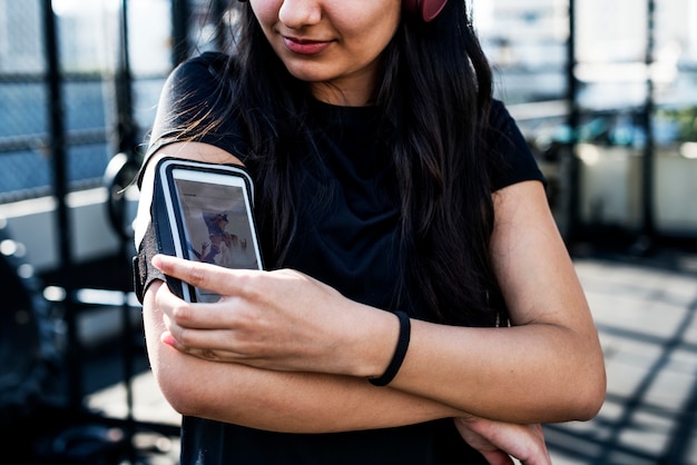 Woman listening to music