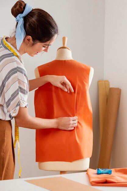 Woman making clothes close-up