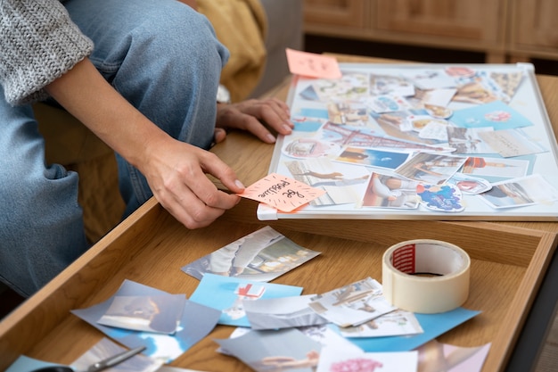 Free Photo woman making vision board side view