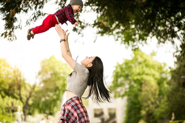 woman mother family young baby