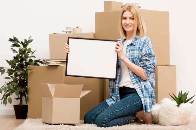 Woman moving to a new house