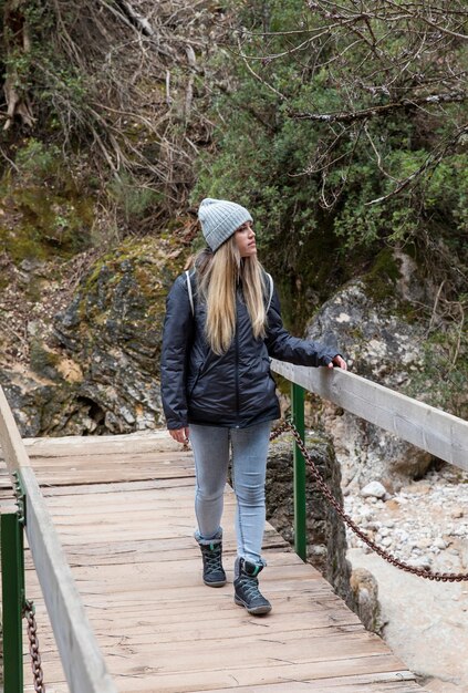 Woman in nature exploring