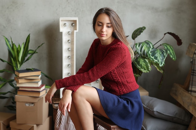 Woman at new home