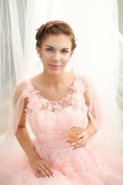 Woman in pink dress