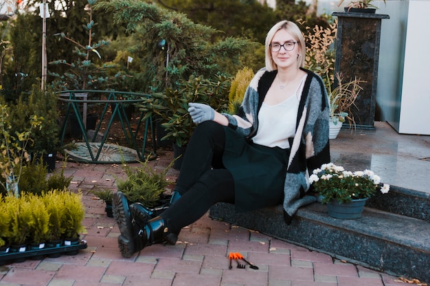 Woman and plants