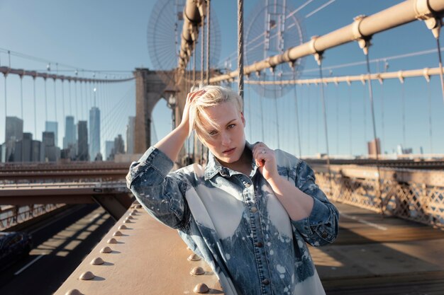 Woman posing in new york medium shot