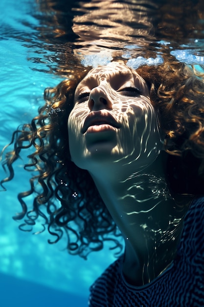 Woman posing underwater