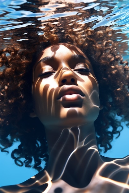 Woman posing underwater