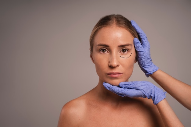 Woman preparing for cosmetic surgery