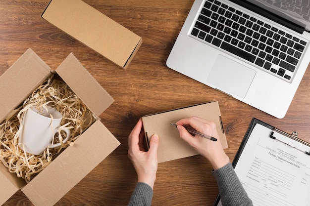 Woman preparing a cyber monday box