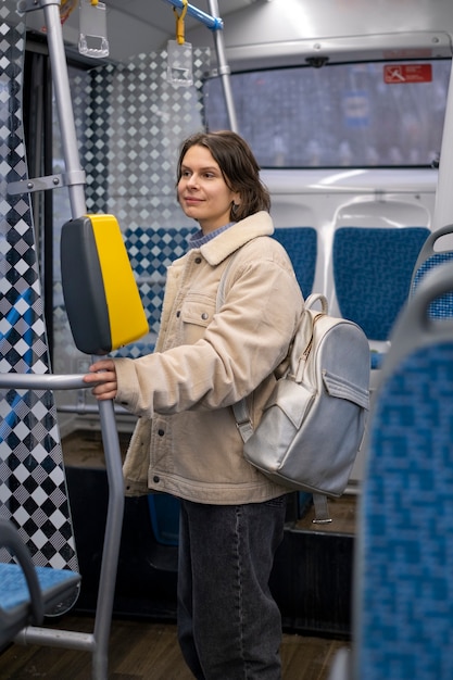 Free photo woman in public transport