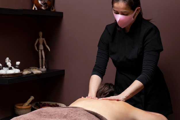 Woman relaxing at a beauty salon