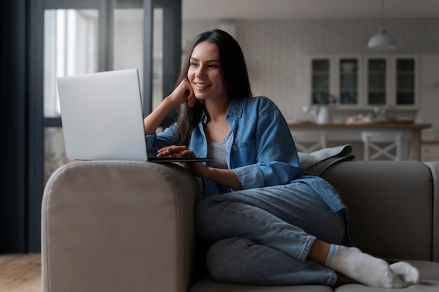 Woman remote working from home