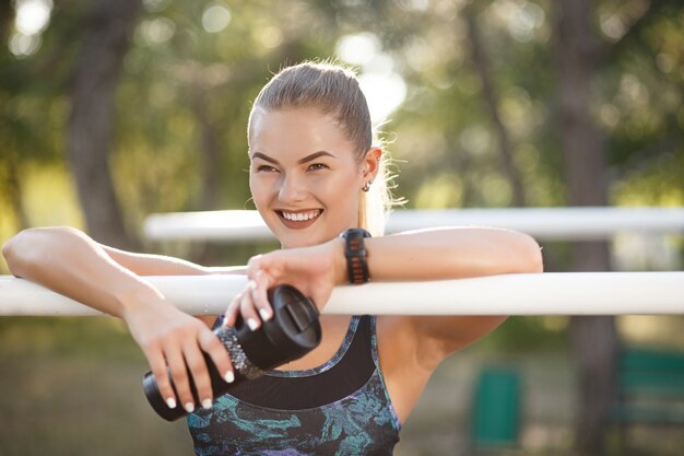 Woman resting after workout