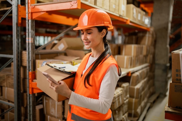 Woman in safety equipment at work