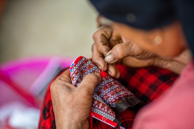 Woman sewing