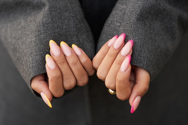 Free Photo woman showing her nail art on fingernails