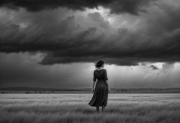 Free Photo woman showing sadness in lonely place