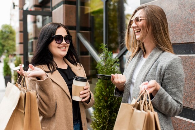 Woman spending time together at a shopping spree