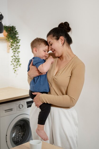 Woman spending time with child after breast feeding