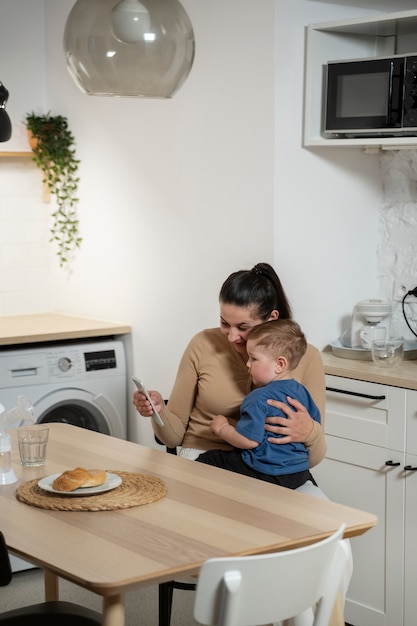 Woman spending time with child after breast feeding