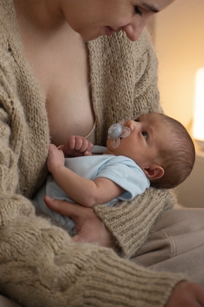 Woman spending time with child after breast feeding