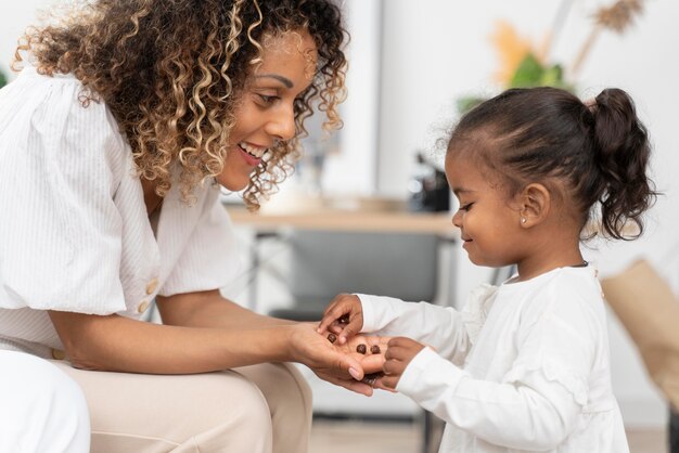 Woman spending time with her baby girl