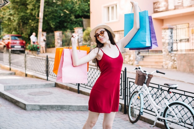 Free photo woman stretching her arms