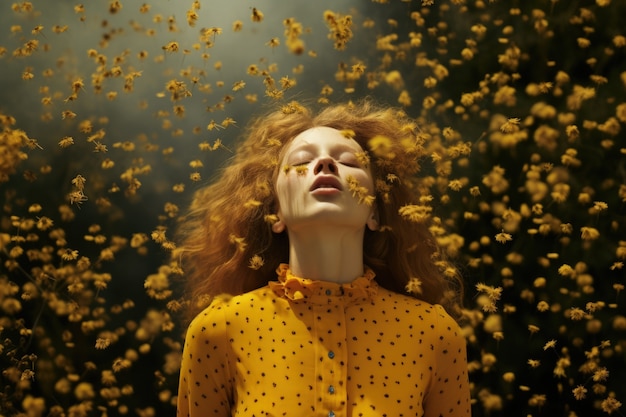 Free Photo woman suffering from allergy by being exposed to flower pollen outside