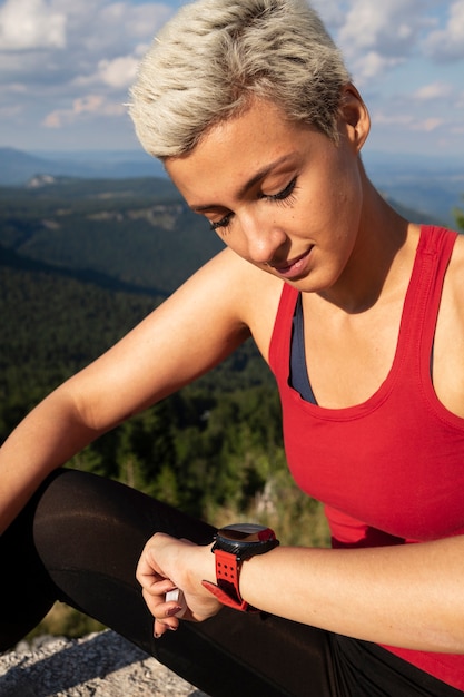 Woman taking a break from running