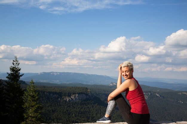 Woman taking a break from running