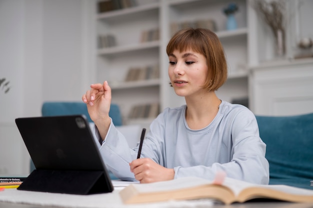 Woman taking e learning courses