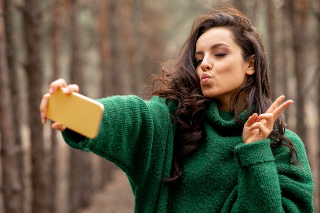 Woman taking selfie