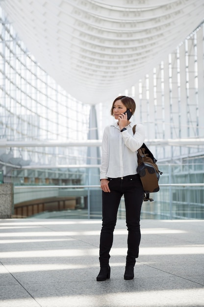 Woman talking on phone