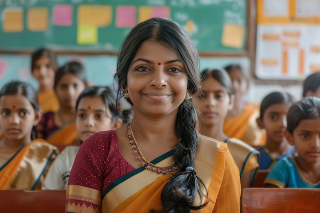 Free photo woman teaching in classroom