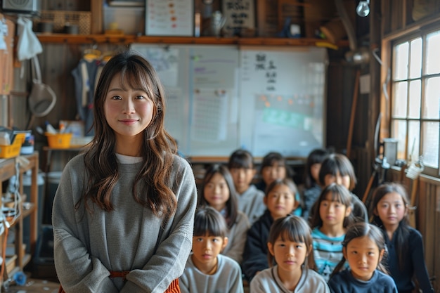 Woman teaching in classroom