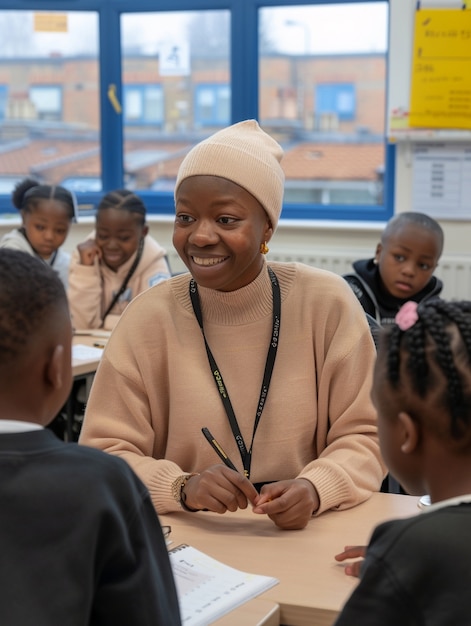 Woman teaching in classroom