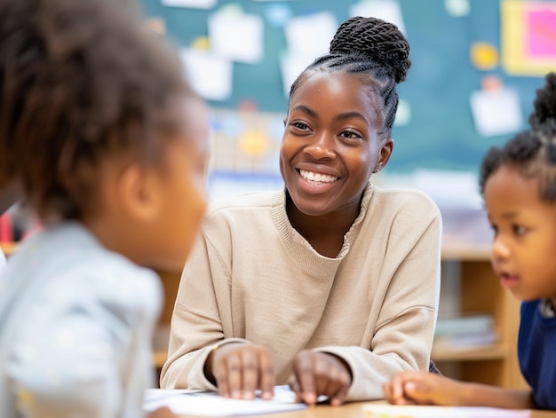 Woman teaching in classroom