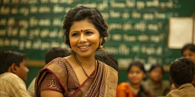 Woman teaching in classroom