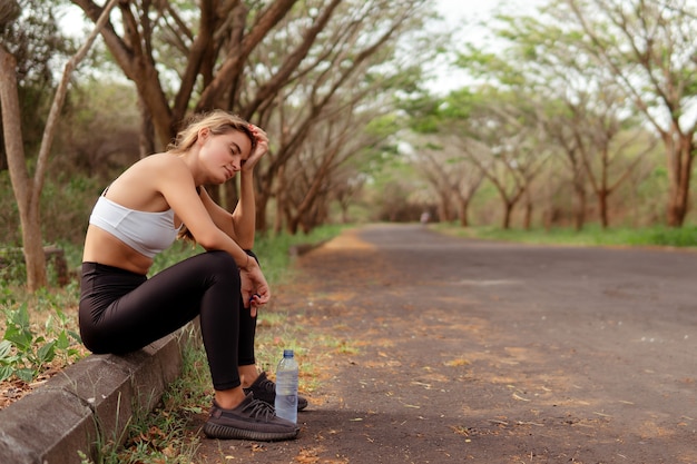 Free Photo woman tired after running. bali