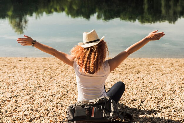 Woman traveling around the world