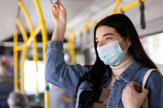 Woman traveling with mask