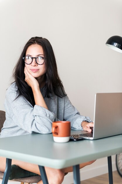 Woman using computer laptop